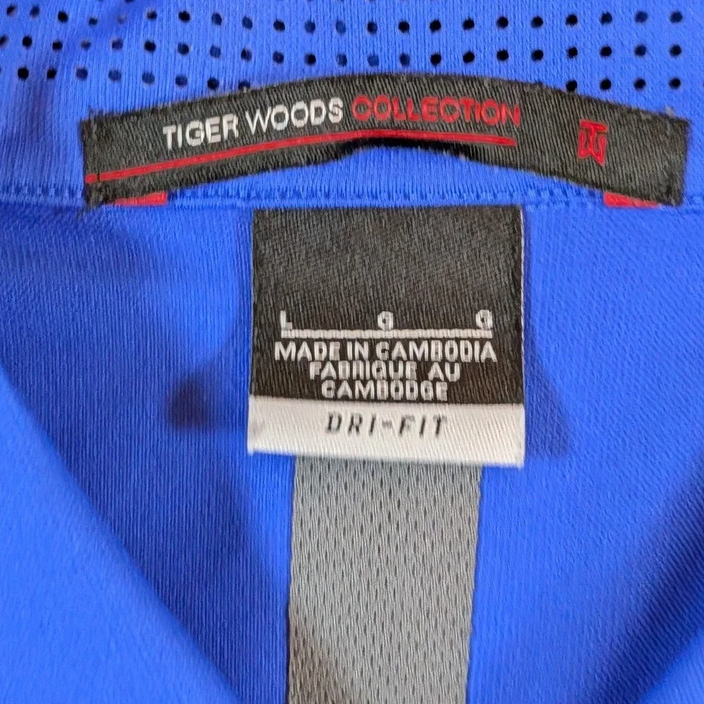 Nike Tiger Woods Collection Polo Mens Large Snap Dri-FIT Golf Shirt Short Sleeve